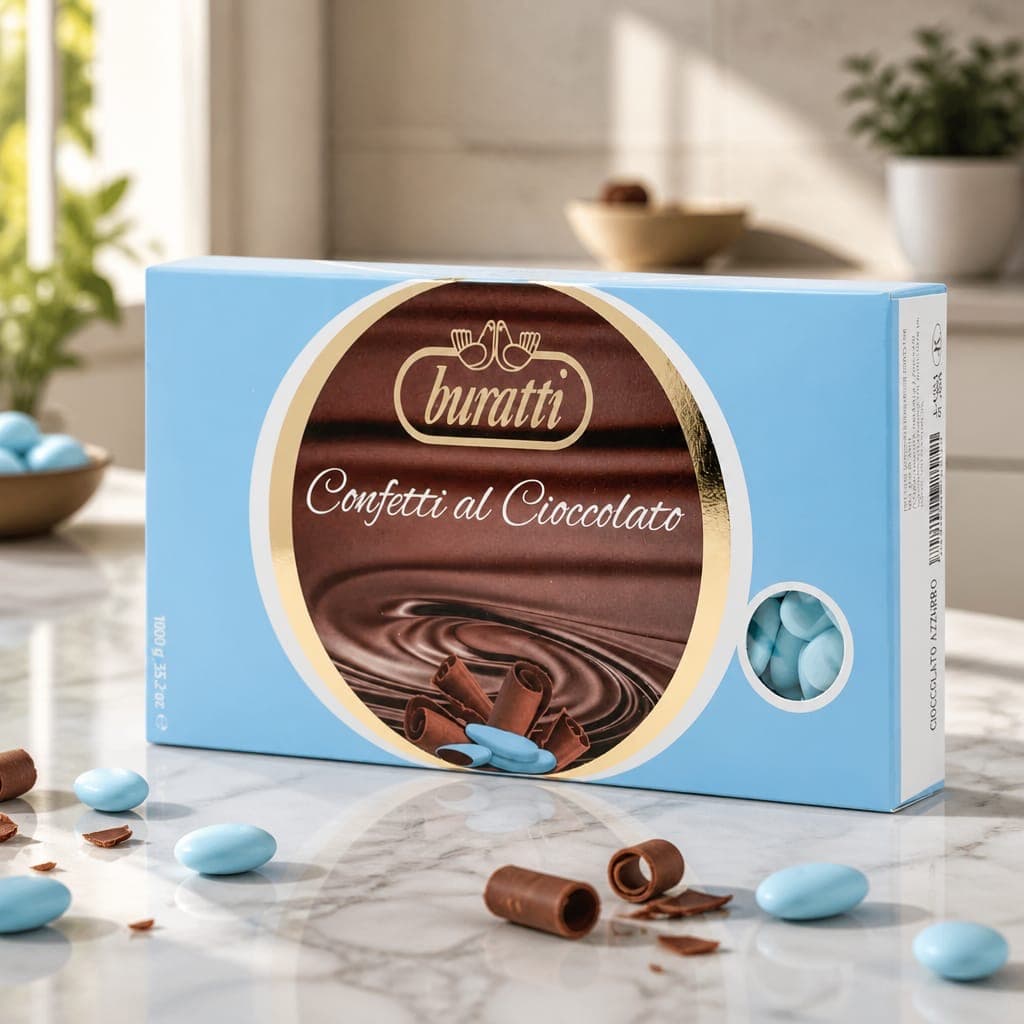 Confetti Buratti al cioccolato azzurri, fotografia 1