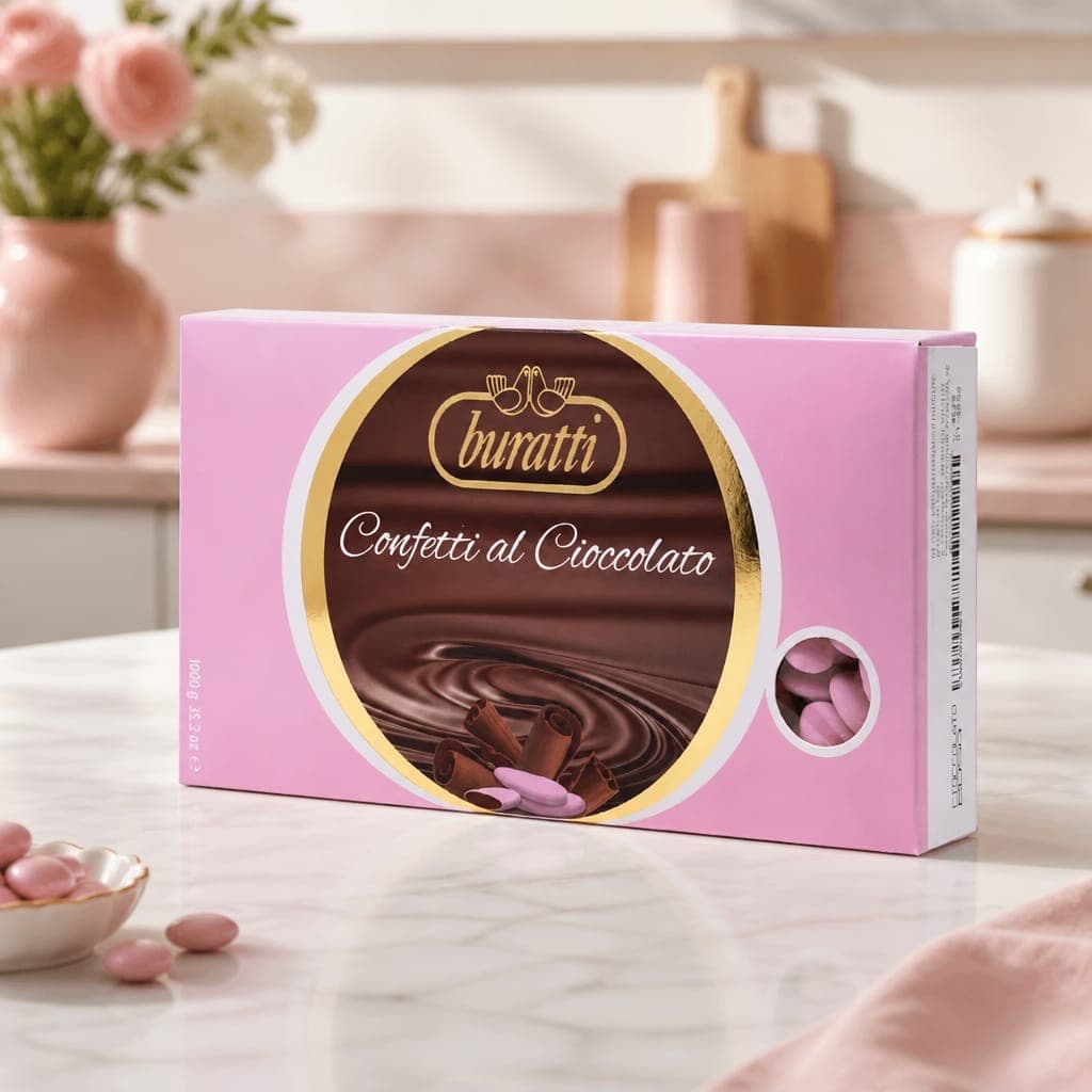 Confetti Buratti al cioccolato rosa, fotografia 1