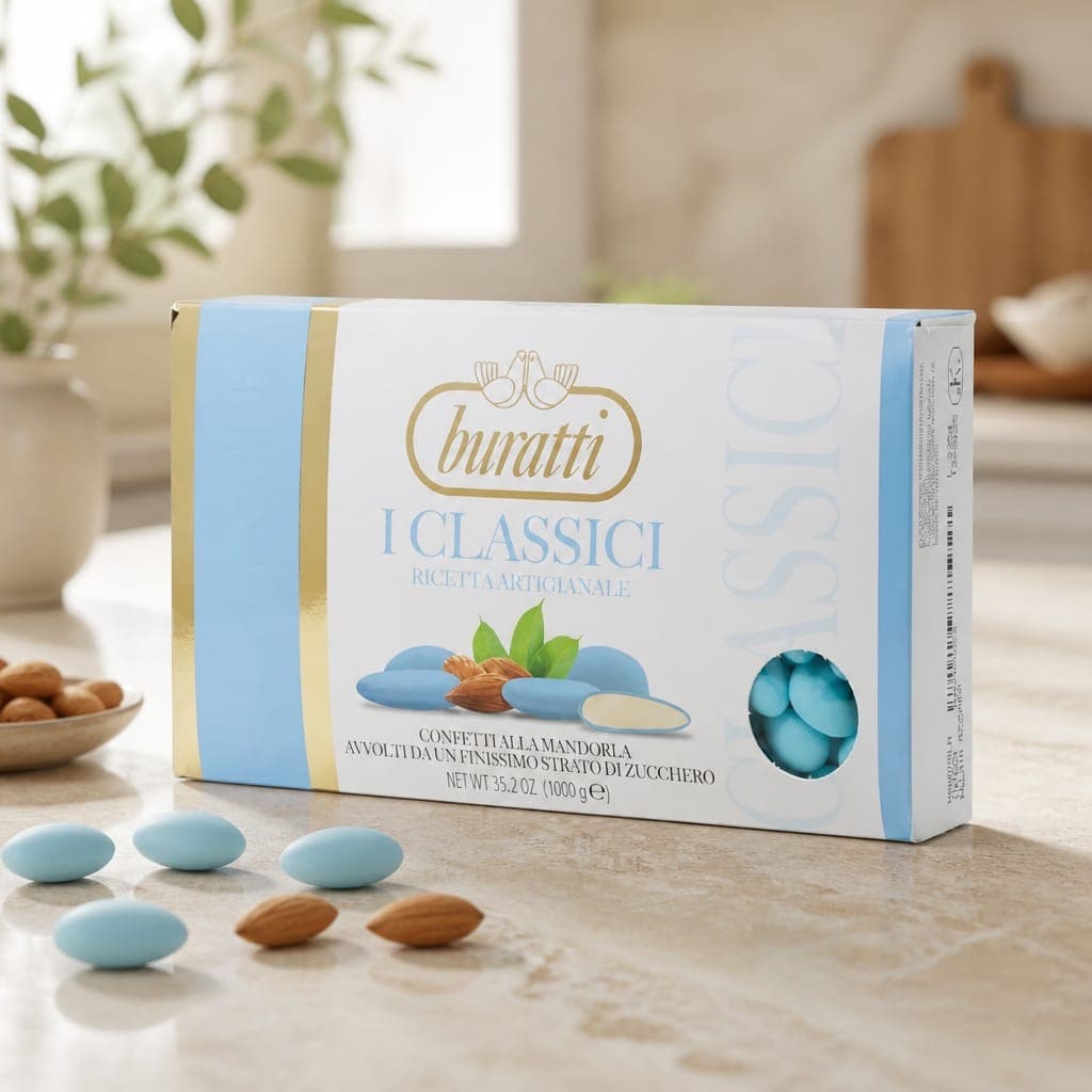 Confetti Buratti alla mandorla azzurri, fotografia 1