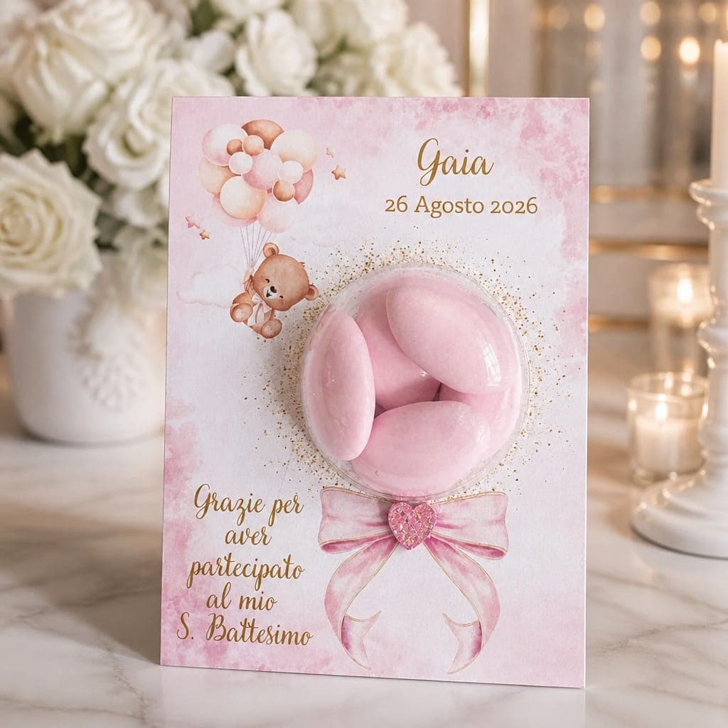Segnaposto con mezza sfera e cinque confetti, fotografia 1