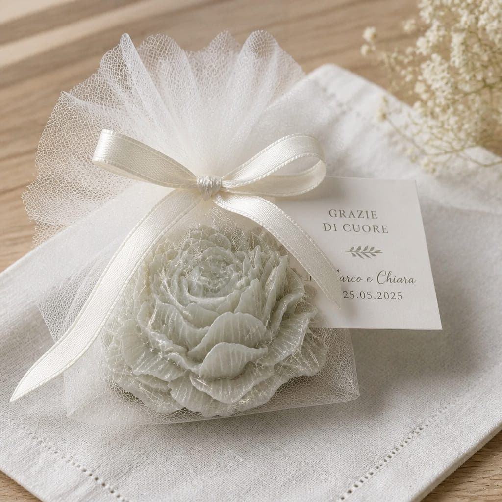 Candela gardenia con confezione regalo, fotografia 1