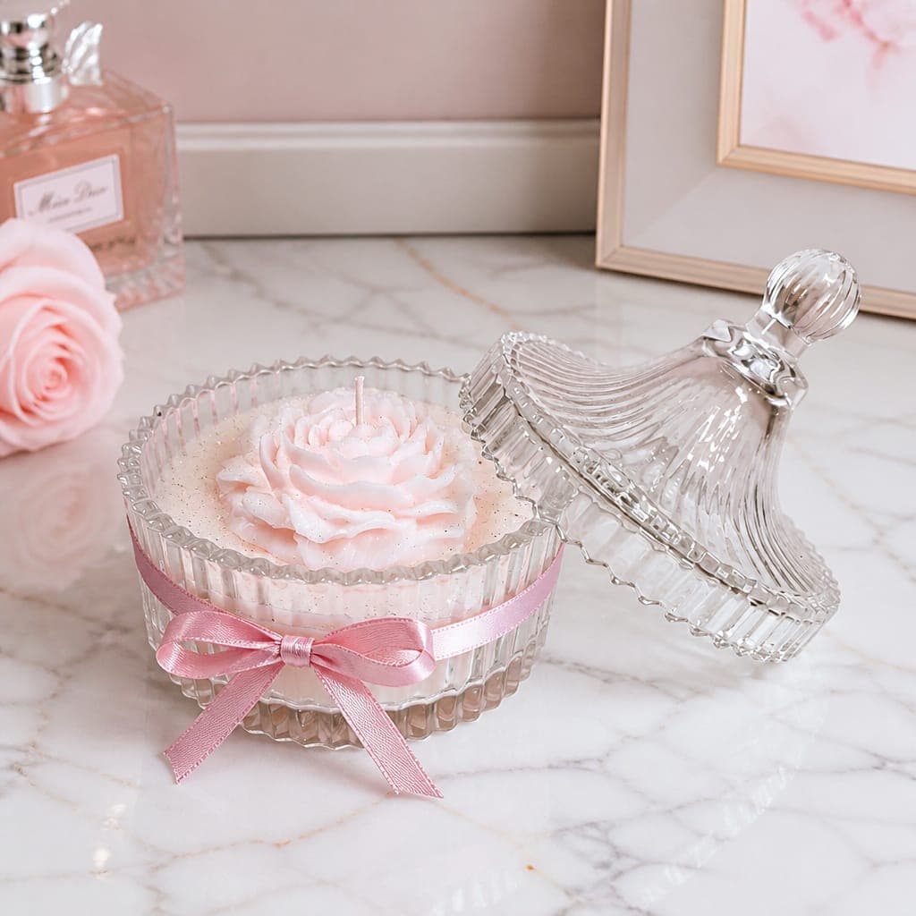 Tiara piccola a righe con colata di cera e fiore, fotografia 1
