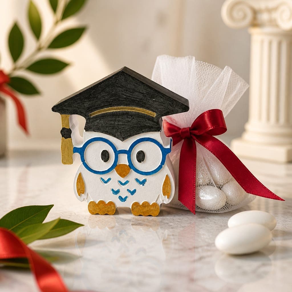 Gesso gufetto con confezione regalo, fotografia 1