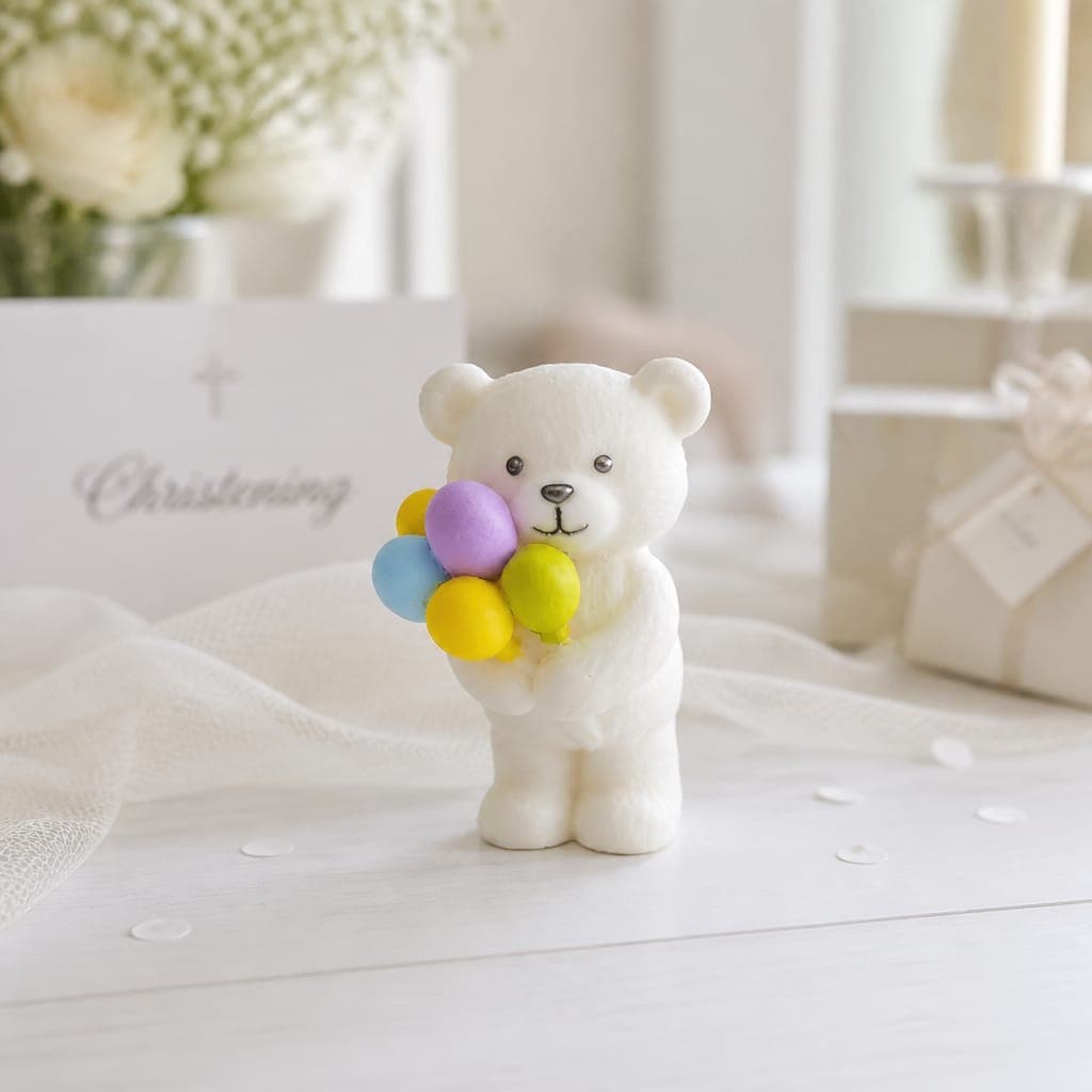 Candela orso con confezione regalo, fotografia 1