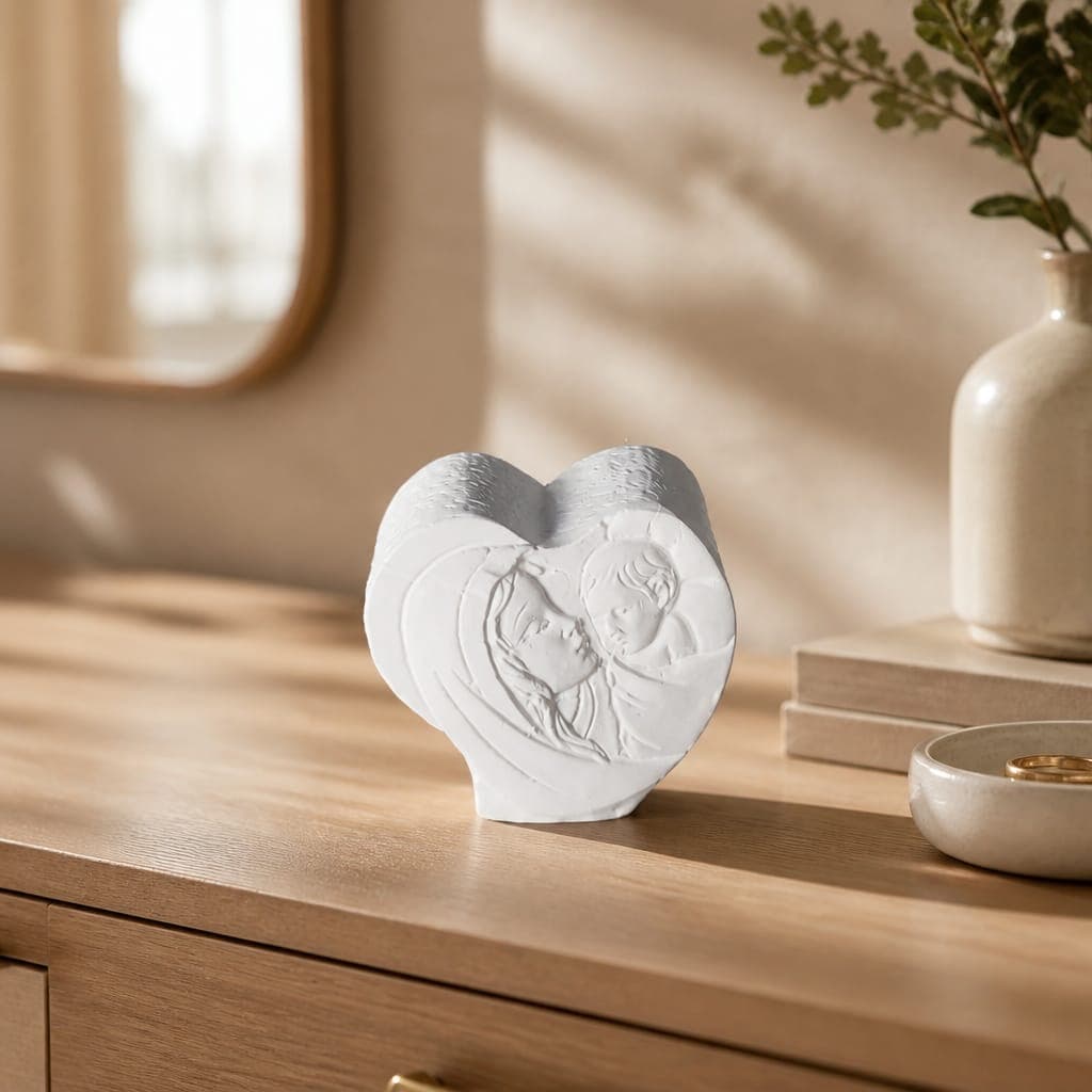 Gesso cuore Maria e Gesù con confezione regalo, fotografia 1