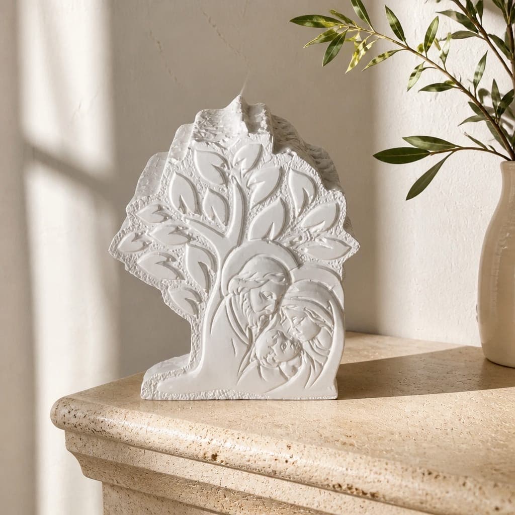 Gesso Sacra Famiglia albero con confezione regalo, fotografia 1