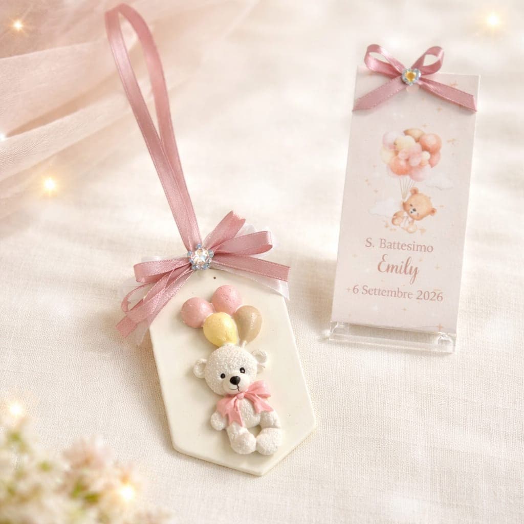 Tag in gesso con orso e palloncini, fotografia 1