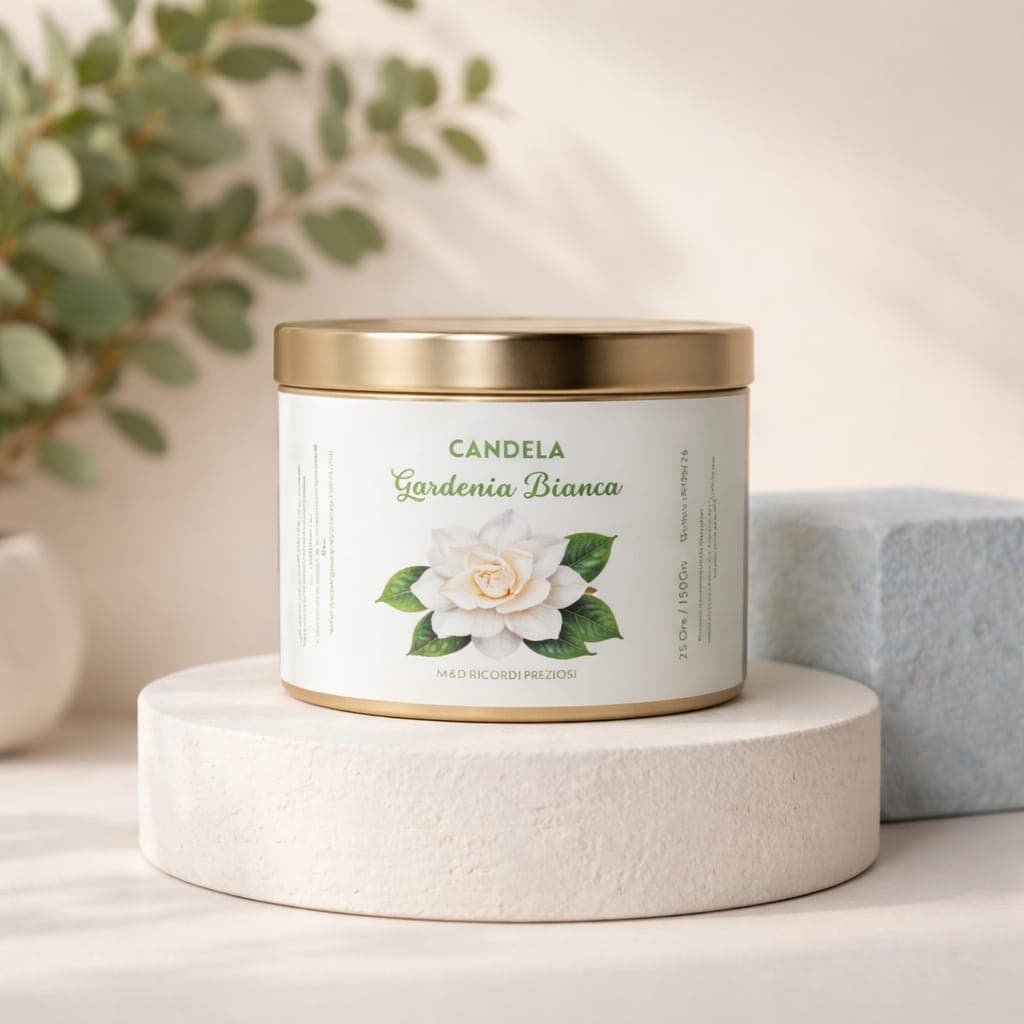 Candela in latta 150 g - Gardenia, fotografia 1