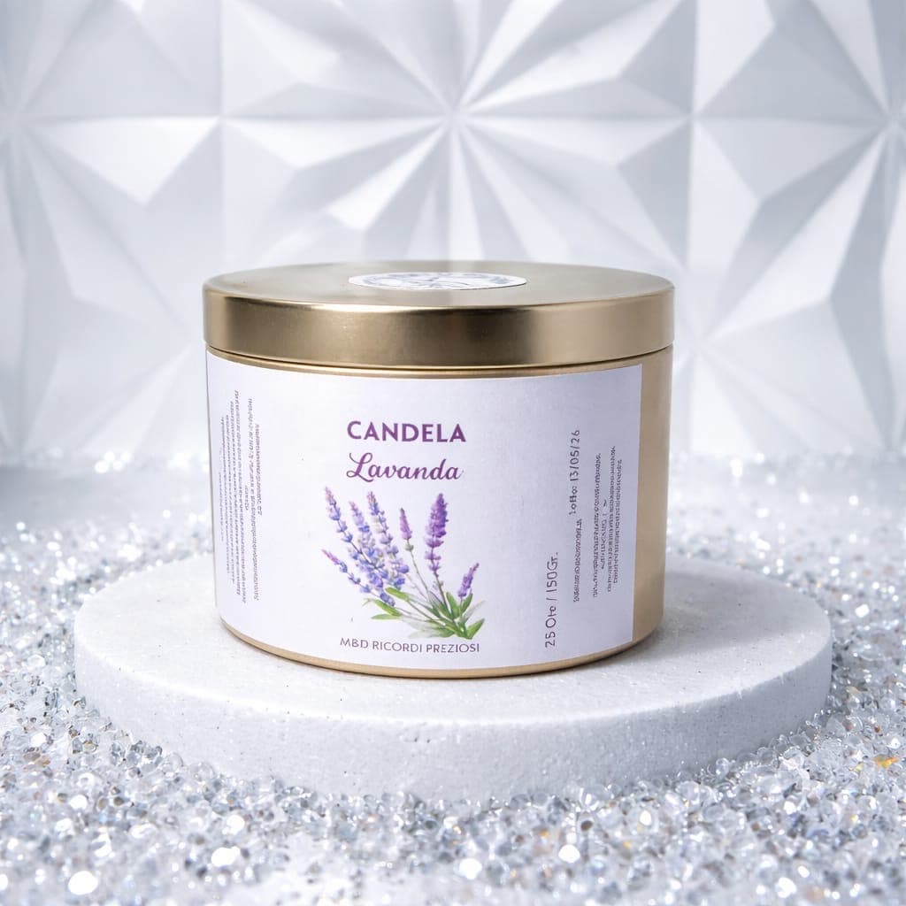Candela in latta 150 g - Lavanda, fotografia 1