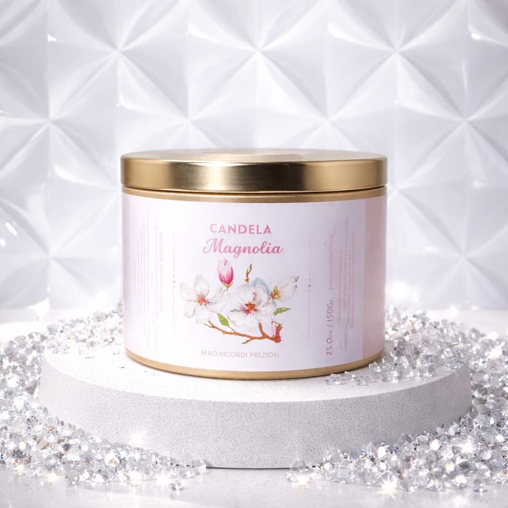 Candela in latta 150 g - Magnolia, fotografia 1