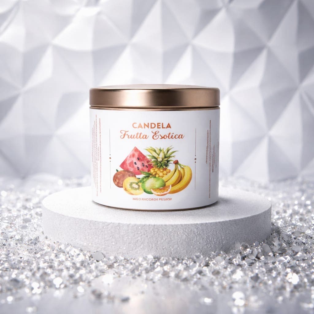 Candela in latta 80 g - Frutta esotica, fotografia 1