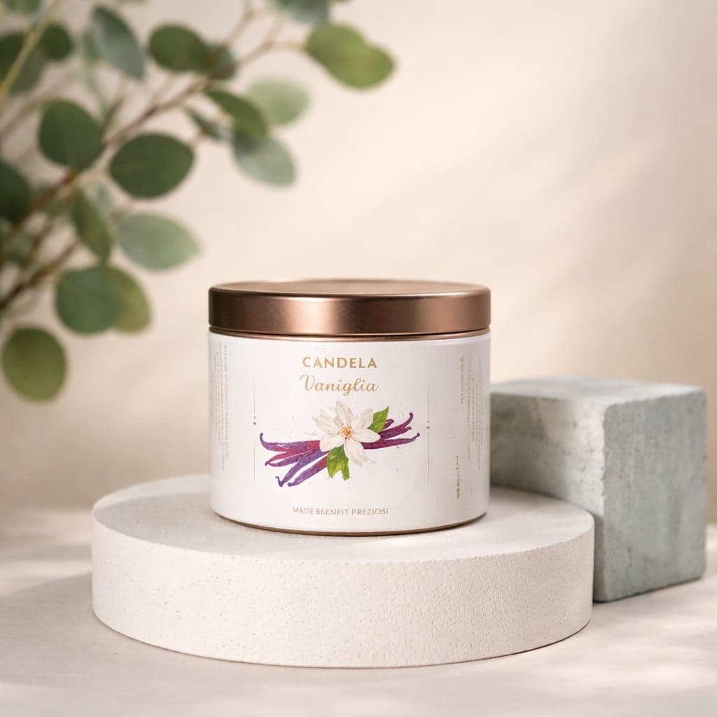 Candela in latta 80 g - Vaniglia, fotografia 1