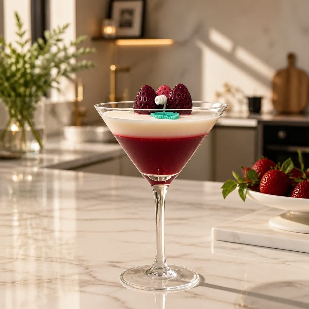 Candela in calice - Essenza fragola, fotografia 1