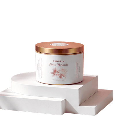 Candela in latta 150 g - Talco floreale, fotografia 1