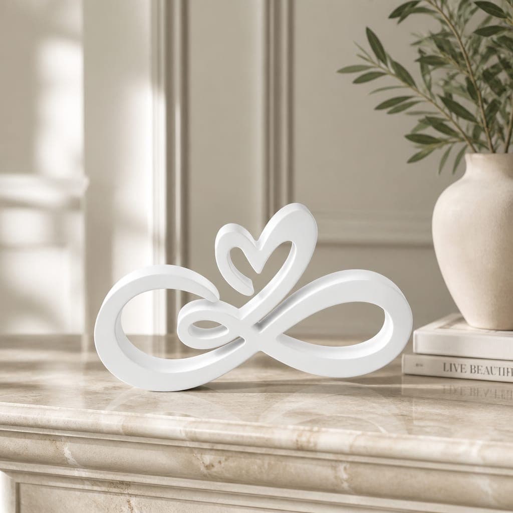 Infinito in gesso con cuore, fotografia del prodotto