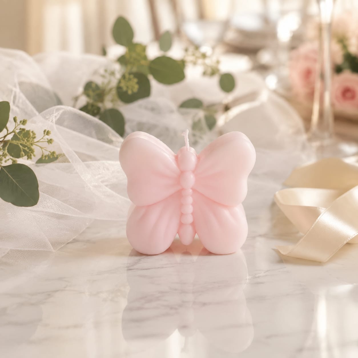 Candela farfalla con decorazione e confezione regalo, fotografia 1