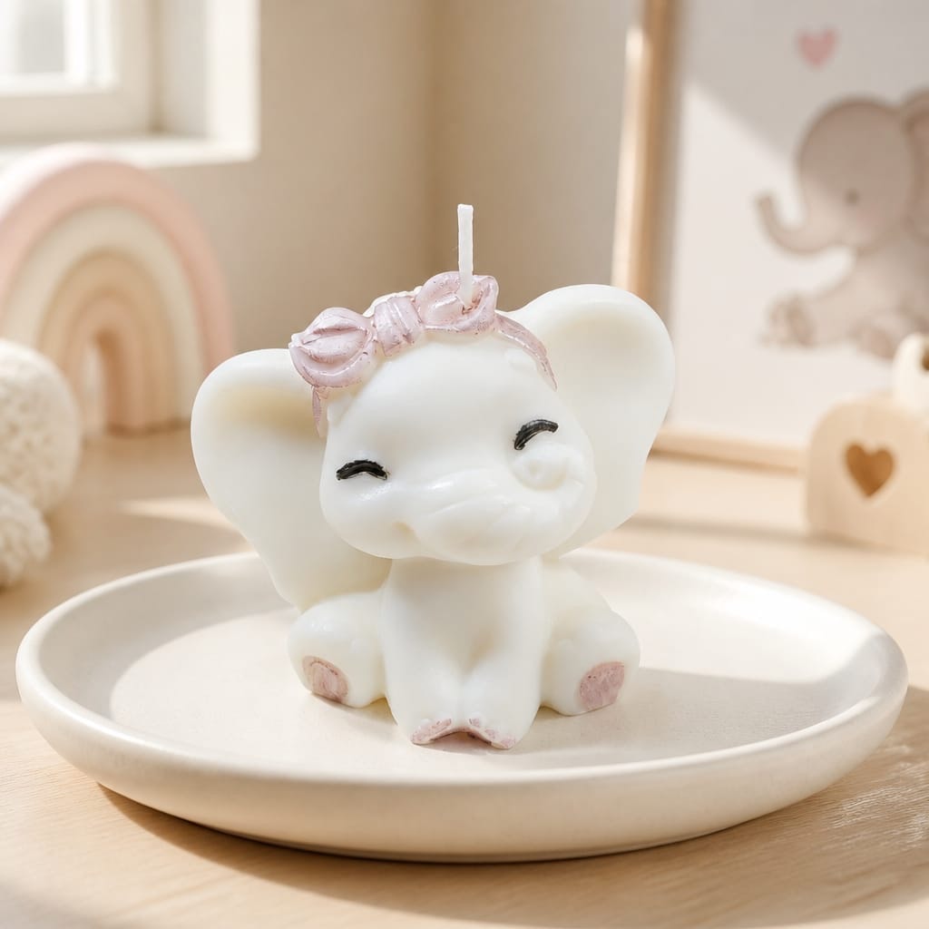 Candela elefantina con decorazione e confezione regalo, fotografia 1