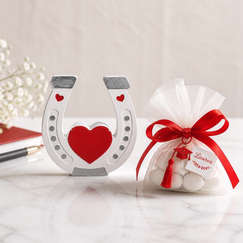 Gesso ferro di cavallo con cuore e confezione regalo, fotografia 1