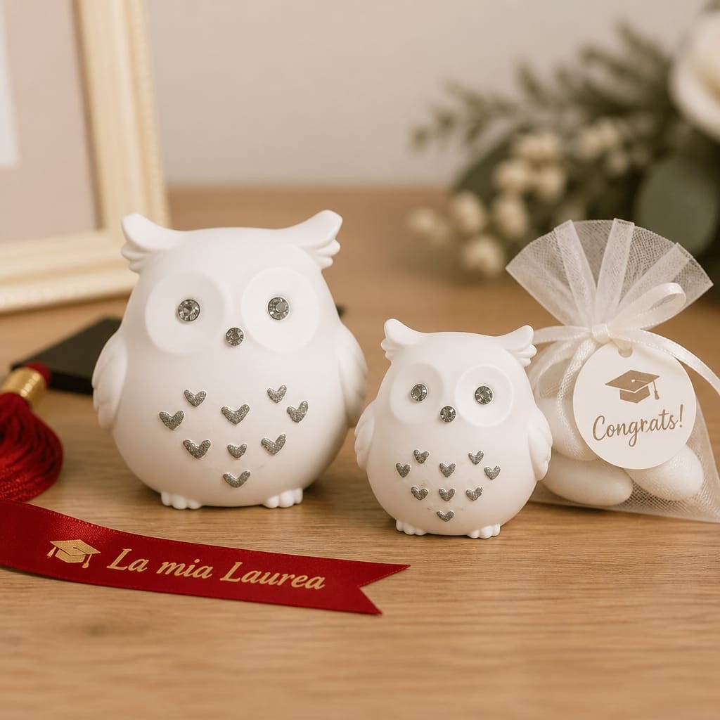 Gufetti in gesso con confezione regalo, fotografia 1