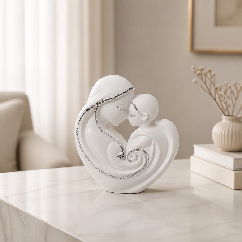 Gesso Maria e Gesù con strass e confezione regalo, fotografia 1