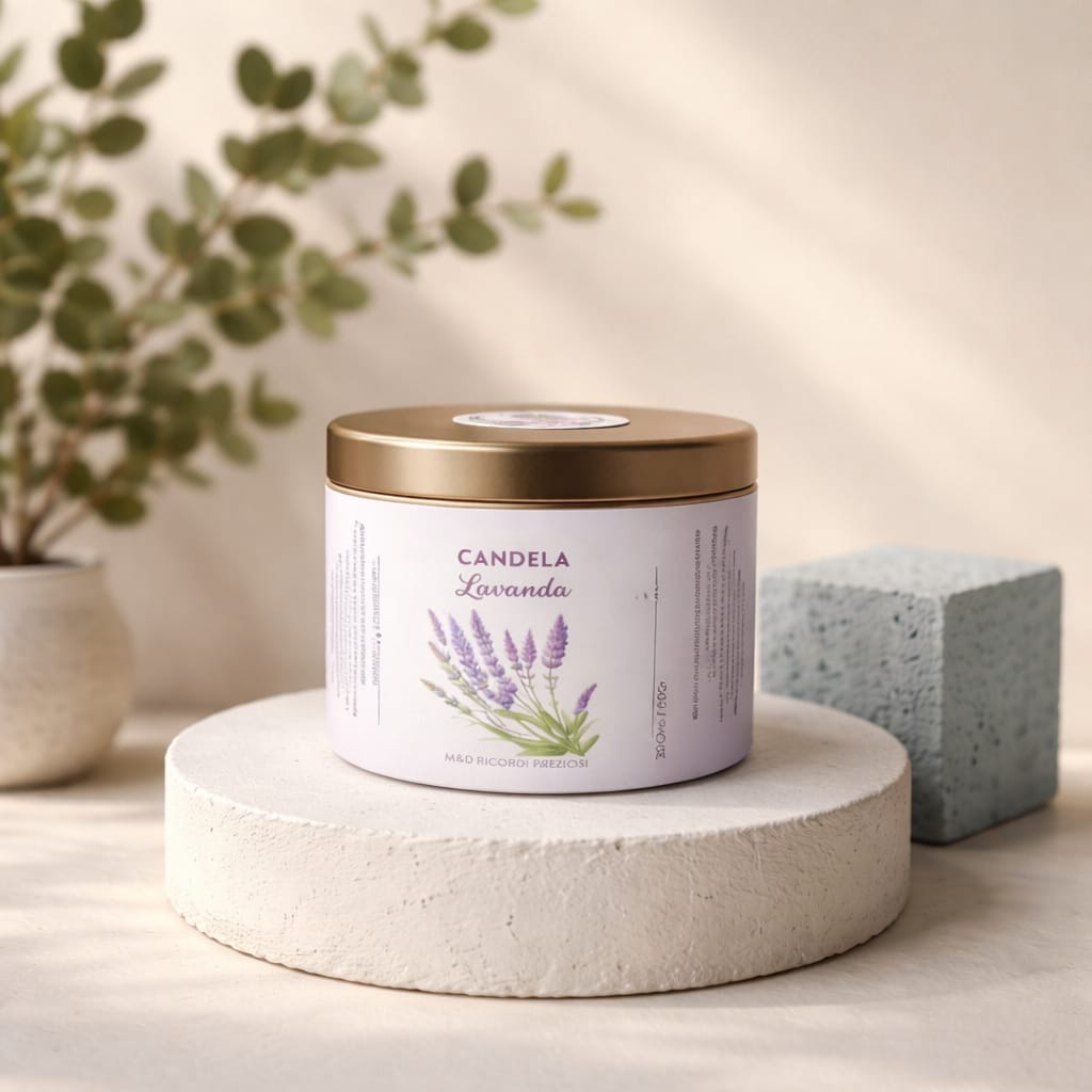 Candela in latta 80 g - Lavanda, fotografia 1
