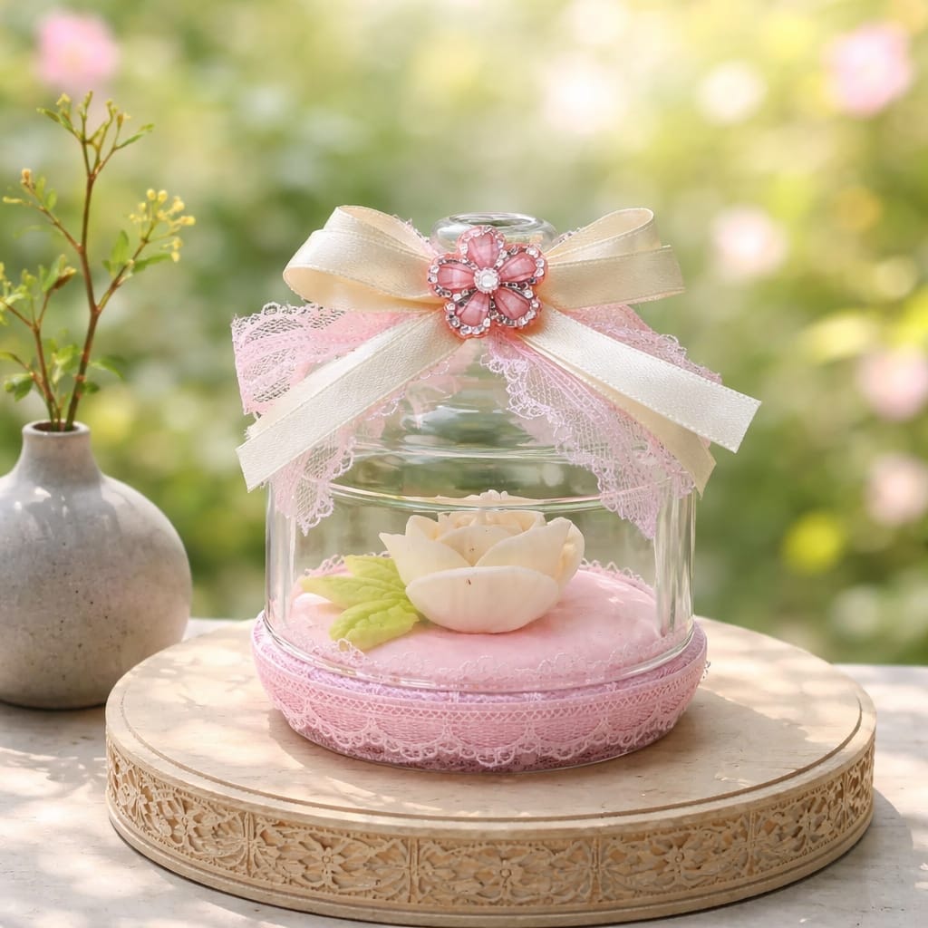 Tiara media liscia con colata di cera e rosa, fotografia 1