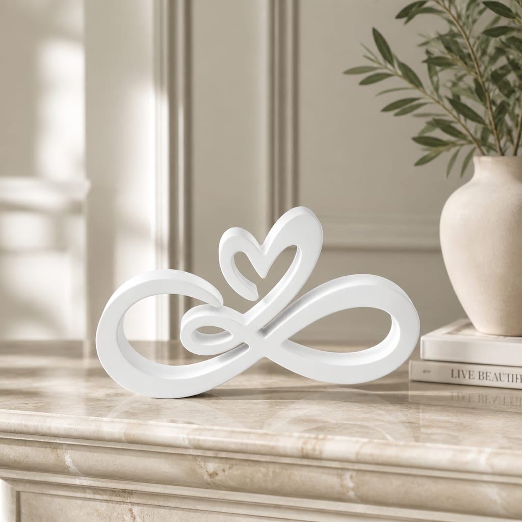 Infinito in gesso con cuore, fotografia del prodotto