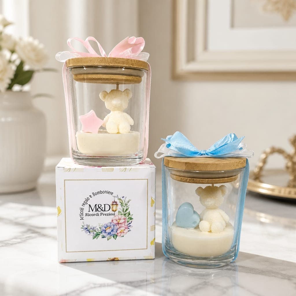 Candela in bicchiere con essenza e confezione regalo, fotografia 1