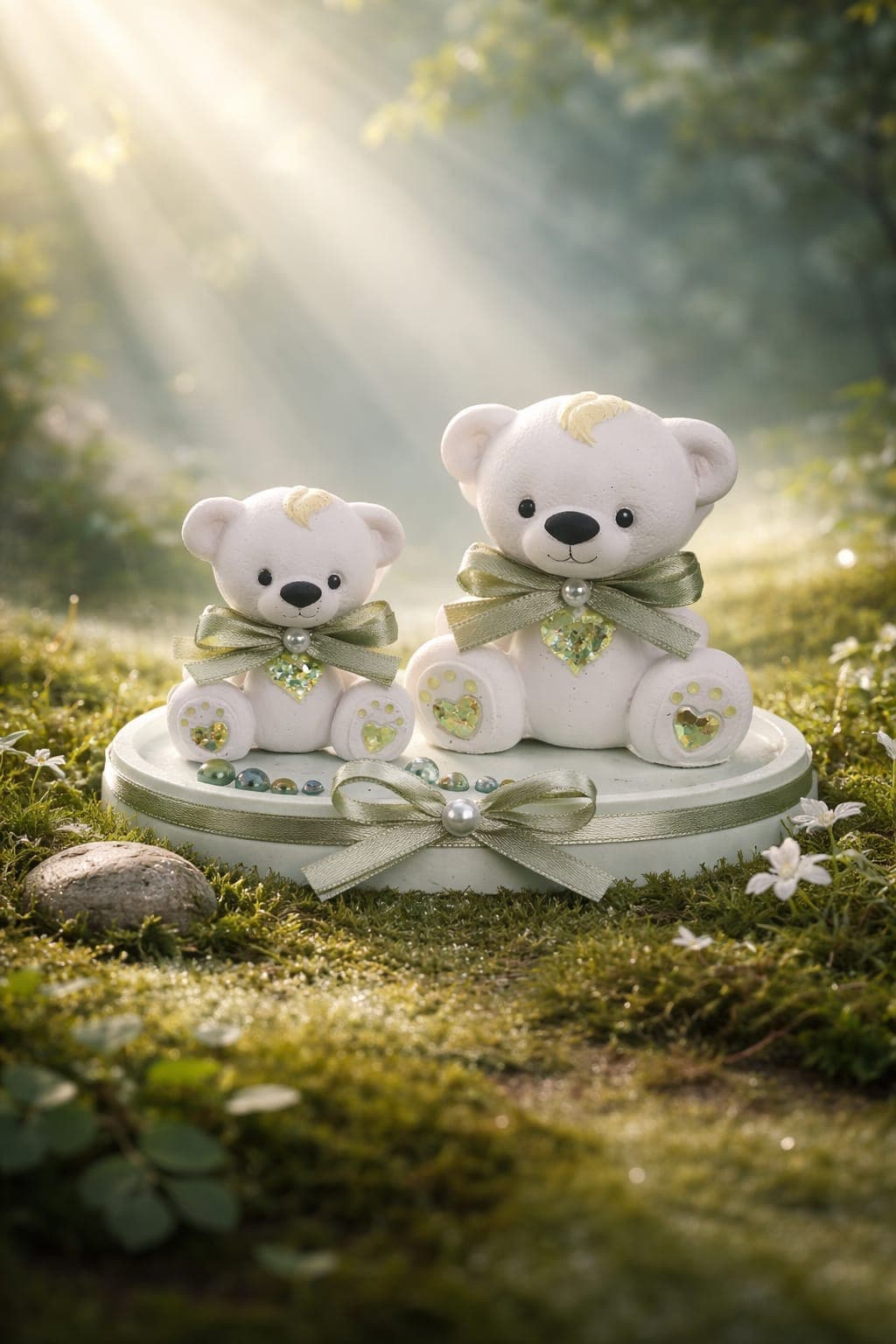 Orso Billy in gesso con decorazione e confezione regalo, fotografia 1