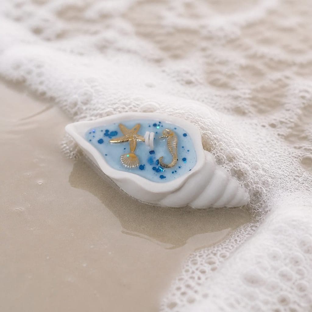 Conchiglia in gesso con candela - Essenza Mar Mediterraneo, fotografia 1